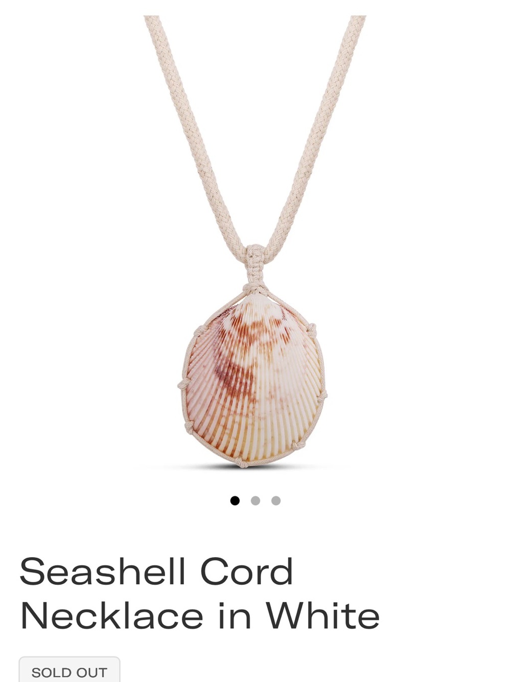 Natural Seashell Pendant Necklace in White Cord